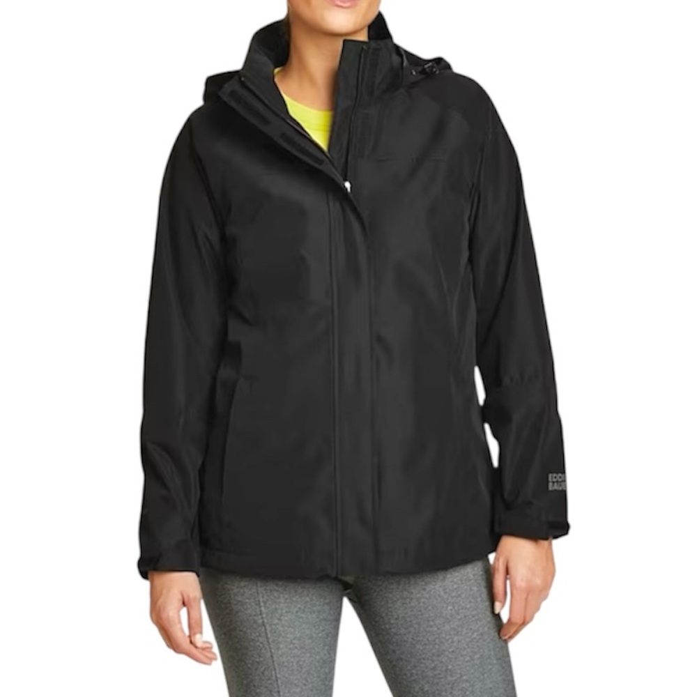 - Eddie Bauer L Black Rainfoil Packable Jacket! NEW!